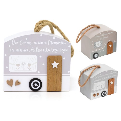 Wooden caravan doorstop - caravan,