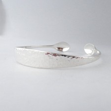 Sterling Silver Bangle Handmade Hammer Finished Sugar Tong Bracelet Hallmarked