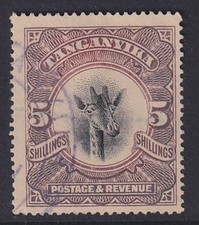 Tanganyika. 1922. SG 86, 5/- scarlet. Lightly cancelled. Cat £160.
