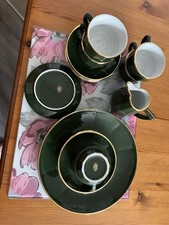 Apilco yves Porcelaine France . 5 cups and saucers,tea plate,milk jug.