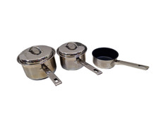 John Lewis Classic Pan Set - Stainless Steel (Dirty/Scuffed/Missing Items}