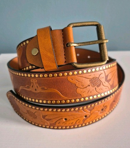 Gold buckle western belt - western,