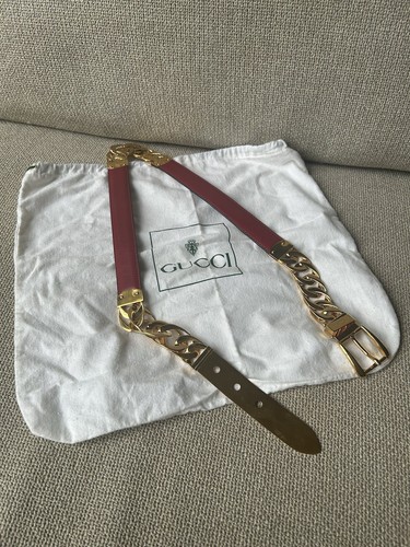 Gucci chain leather belt size - leather,