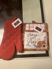 Fall Kitchen Dish Towel, Pot Mitten & Potholder Hostess Set