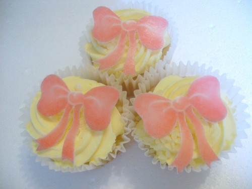 Pink bows edible wafer rice - pink,