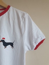 Asos Mens Pyjama Top Christmas PJs  Dashund Sausage Dog Santa Hat Size Small