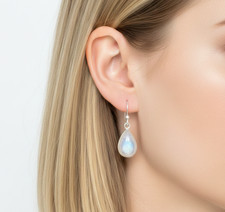 925 Sterling Silver Pear Stone