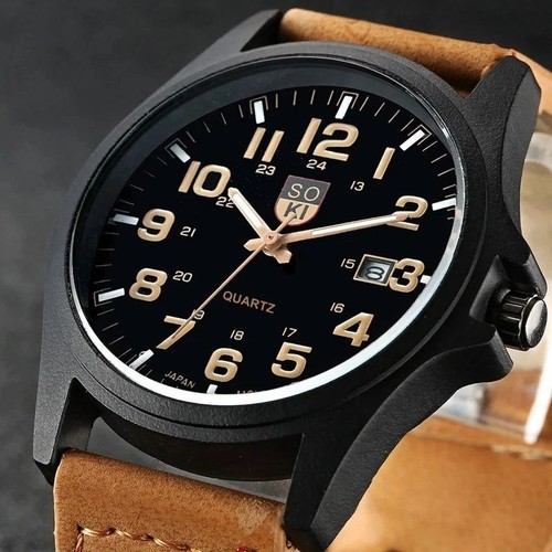 Men military leather - leather, date