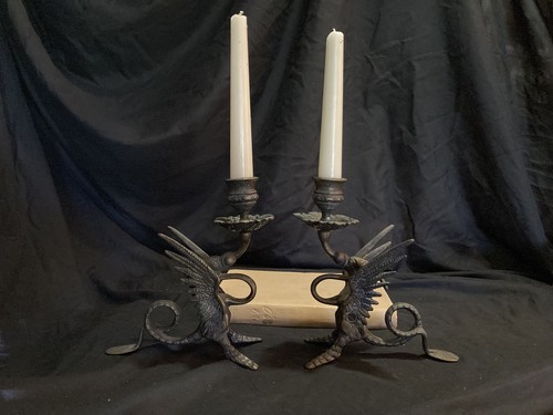 Pair brass griffin phoenix - brass,