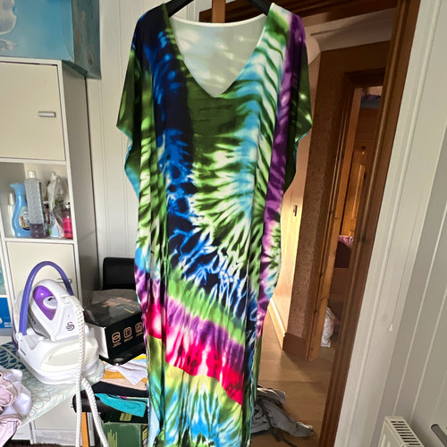 Multicoloured tie dye kaftan - tie,