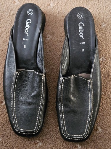 Gabor flat navy leather mule - navy,