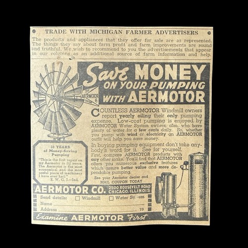 1939 aermotor windmill water - aermotor,
