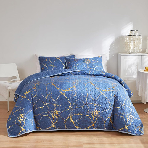 King size blue quilted - blue,