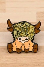 Very Cute Highland cow enamel pin brooch