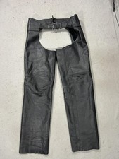 Genuine Leather Chaps Mens Large Black Motorcycle Biker Snap Side Pants