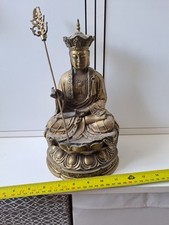 Chinese Intricate Buddha Jizō Bodhisttva Bronze Statue