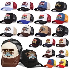Mens Vintage Trucker Hat Mesh Back Classic Baseball Cap Structured Snapback Hats