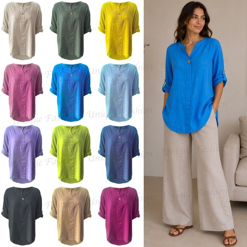 Women linen cotton top - linen,