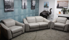 XAVIER, ELECTRIC RECLINER 2 SEATER SOFA & PAIR OF CHAIRS IN FEATHER GREY LEATHER