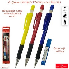 0.5mm 2B Lead FABER CASTELL Scripter Retractable Mechanical Pencil Non-Slip Grip