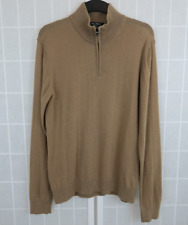 Luca Nobili Mens Jumper Size M Brown 100% Lambswool Italian 1/4 Zip Long Sleeves