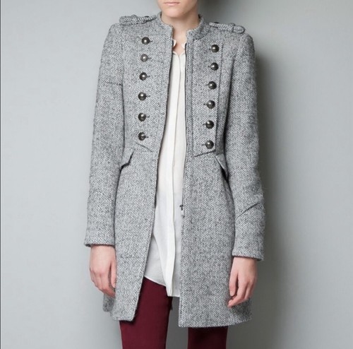 Zara military herringbone wool - military,
