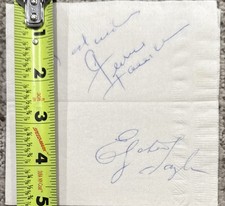 Elizabeth Taylor Hand Signed Autograph Napkin PSA PSA/DNA George Hamilton