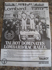 LOMBARD RAC RALLY TALBOT SUNBEAM CHAMPION WINNERS 1980 ADVERT A4 SIZE FILE 17