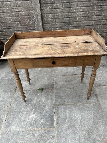 Antique pine side table - side,