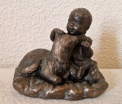 Small signed bronze - signed, baby