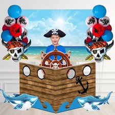 101 Pcs Pirate Ship Party Decorations Kit Include Background Cloth Ship Plank...
