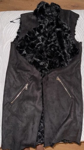 Ladies black faux suede and