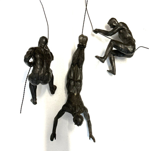 Abseiling climbing men - 3,