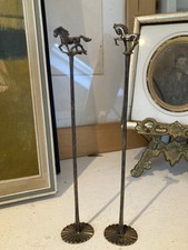 Pair 2 X Vintage Keltum Holland Silver Plate Cocktail Swizzle Stick Horse
