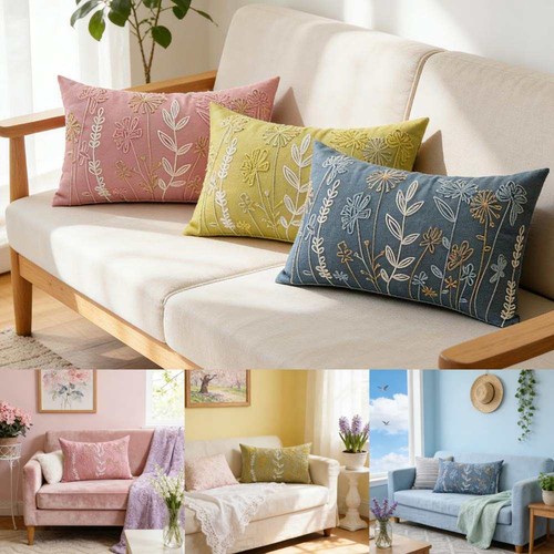 Embroidered rectangle floral - embroidered,
