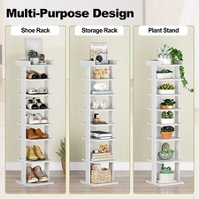 Narrow Shoe Rack Wooden Shoe Shelf 7-Tier Vertical Tall Slim Storage Organizer