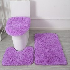 3 pieces/set of solid color bathroom mat set fluffy bristled bathroom blanket##
