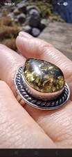 Solid 925 Silver Green Amber