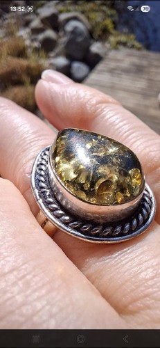 Solid 925 silver - solid, amber