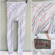 Vintage 1980s Mens Long Johns Jockey Underwear Unused Blue Red Navy Y Fronts 36"