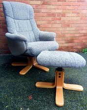 The Florida Wheat Fabric Swivel Recliner Chair & Matching Footstool RRP (£299). 