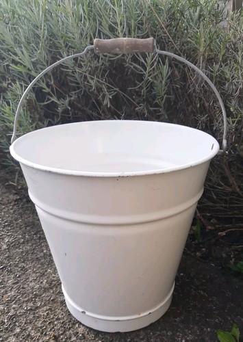 Vintage enamel bucket - enamel, high