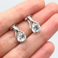 2 TCW Round White Moissanite Solitaire Clip-On Earring In 14k White Gold Plated