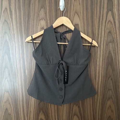 Motel grey tie button front - grey,