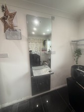 Hairdressers Shop Mirror x2 with floating shelf 