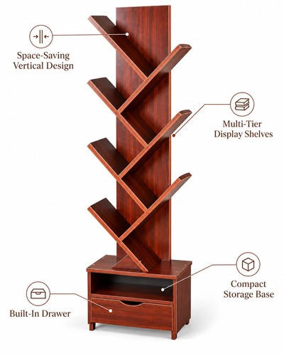 Standing book shelf tree - book,