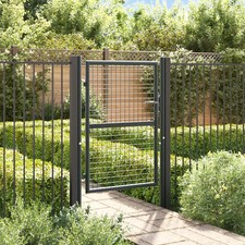 WALPLUS Mesh Garden Gate Galvanised Steel 100x125 cm Grey