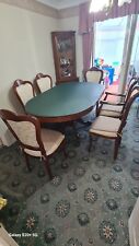 yew wood dining table and 6