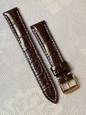18mm Longines Replacement brown leather watch strap with gold plated buckle