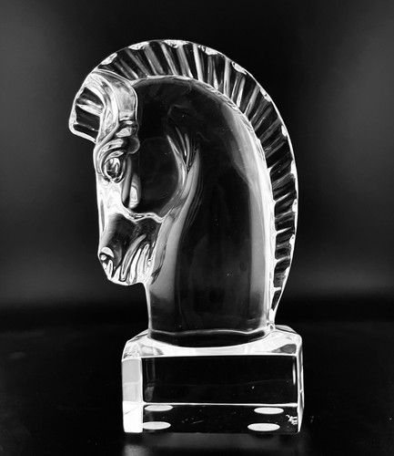 Steuben horse head signed - horse,